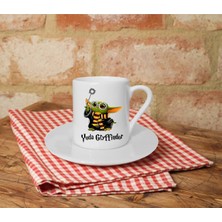 Baby Yoda Baskılı Beyaz Türk Kahvesi Fincanı