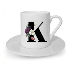 K Harfi Baskılı Beyaz Türk Kahvesi Fincanı