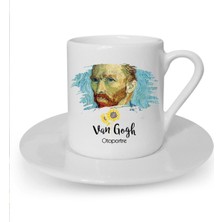 Van Gogh Baskılı Beyaz Türk Kahvesi Fincanı