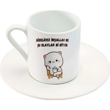 Türk Kahve Fincanı Mochi Cat Motto Baskılı Fincan