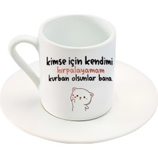 Türk Kahve Fincanı Mochi Cat Motto Baskılı Fincan