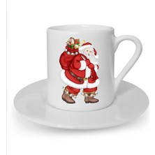 Yılbaşı Noel Temalı Baskılı Beyaz Türk Kahvesi Fincanı