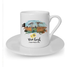 Van Gogh Baskılı Beyaz Türk Kahvesi Fincanı