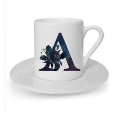 A Harfi Baskılı Beyaz Türk Kahvesi Fincanı