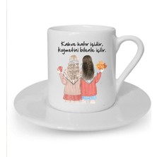 Kahve Hatır Işidir Baskılı Beyaz Türk Kahvesi Fincanı