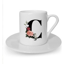 Ç Harfi Baskılı Beyaz Türk Kahvesi Fincanı