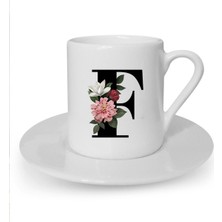 F Harfi Baskılı Beyaz Türk Kahvesi Fincanı