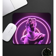 Mor Renk Estetik Heykel Motifli Mouse Pad 23X19CM Fare Altlığı Kaydırmaz Taban DE587