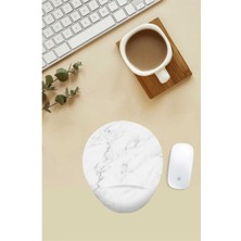 Beyaz Mermer Desenli Bilek Destekli Mouse Pad