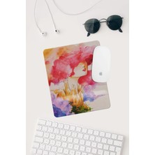 Renkli Çizimli Bilek Destekli Dikdörtgen Mouse Pad Mouse Altlığı.