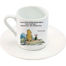 Sonsuza Kadar Arkadaş Olacağız Değil Mi Pooh ? Yazılı Pooh & Piglet Baskılı Türk Kahve Fincanı