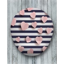 Pembe Beyaz Uçan Kalpler Oval Bilek Destekli Mouse Pad