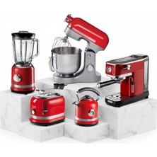 Ariete Moderna 5 Li Kırmızı Elektronik Çeyiz Seti Mutfak Şefi Blender Ekmek Kızartma Kettle Espresso