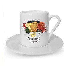 Van Gogh Baskılı Beyaz Türk Kahvesi Fincanı