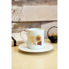 Beyaz Bıktık Be Ya Baskılı Türk Kahvesi Fincanı