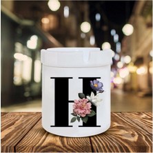 Beyaz H Harfi Baskılı Seramik Şık Küllük