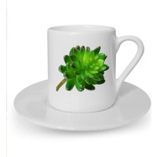 Kaktüs Baskılı Beyaz Türk Kahvesi Fincanı