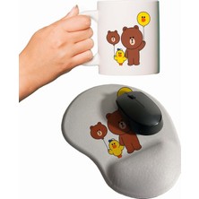 Brown & Friends 0032 Baskılı Mouse Pad + Kupa
