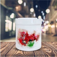 Flowers Kırmızı Gelincik Çiçeği Baskılı Küllük Kül TABLASI-27372