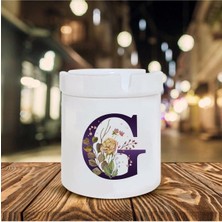 Kahverengi Gül G Harfi Baskılı Seramik Şık Küllük