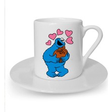 Kurabiye Canavarı Baskılı Beyaz Türk Kahvesi Fincanı