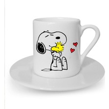 Snoopy Dog Baskılı Beyaz Türk Kahvesi Fincanı