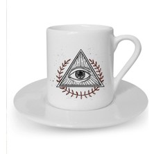 Göz Desenli Beyaz Türk Kahvesi Fincanı