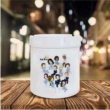 Beyaz Greys Anatomy Baskılı Seramik Küllük