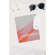 Pembe Turuncu Mermer Desenli Bilek Destekli Dikdörtgen Mouse Pad.