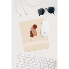 Minimal Kedi Çizimli Bilek Destekli Dikdörtgen Mouse Pad Mouse Altlığı.