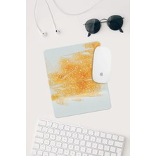 Turuncu Beyaz Desenli Bilek Destekli Dikdörtgen Mouse Pad Mouse Altlığı.
