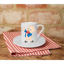Porky Pig Baskılı Beyaz Türk Kahvesi Fincanı
