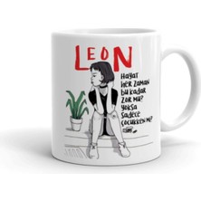 Leon Seramik Baskılı Beyaz Kupa