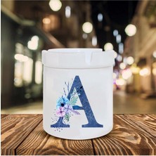 Mavi Renkli A Harfi Baskılı Seramik Küllük