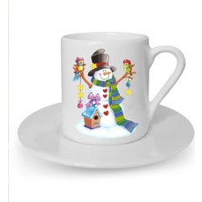 Yılbaşı Noel Temalı Baskılı Beyaz Türk Kahvesi Fincanı