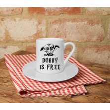 Dobby Is Free Baskılı Beyaz Türk Kahvesi Fincanı