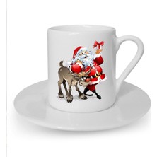 Yılbaşı Noel Temalı Baskılı Beyaz Türk Kahvesi Fincanı