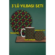 Yılbaşı Temalı 3'lü Mousepad Kupa ve Bardak Altlığı Seti