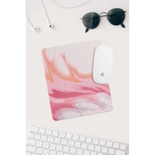 Pembe Turuncu Desenli Bilek Destekli Dikdörtgen Mouse Pad Mouse Altlığı.