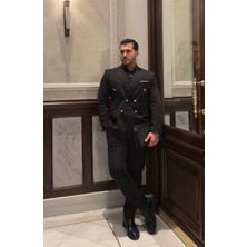 Sabri Zengin Erkek Kruvaze Slim Fit Takım Elbise