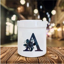 Siyah Gül A Harfi Baskılı Seramik Şık Küllük