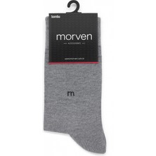 Morven  Erkek Gri Bambu Düz Desen Soket Çorap