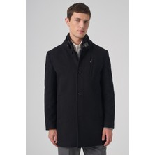 Morven  Erkek Siyah Yünlü Dynamic Fit Kambet Çıkma Mostra Kaban