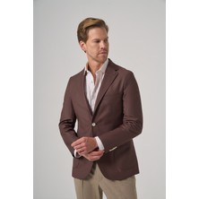 Morven  Erkek Kahve Slim Fit Mono Yaka Ceket