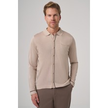 Morven  Erkek Bej Trend Polo Yaka Gömlek Triko