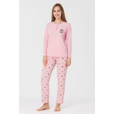 Pemilo Kadın 0386 Raporlu İnterlok Uzun Kol Pijama Takımı