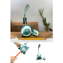 Menuzer Sevimli Ayıcık Çocuk Masa Gece Lambası - Hazneli Kalem Traşlı Kalemlik Masa Lambası