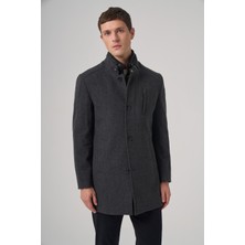 Morven  Erkek Antrasit Yünlü Dynamic Fit Kambet Çıkma Mostra Kaban