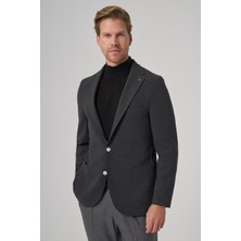 Morven  Erkek Antrasit Trend Slim Fit Mono Yaka Ceket