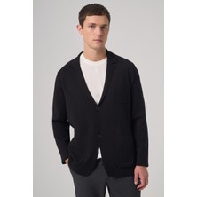 Morven  Erkek Siyah Trend Klasik Yaka Ön Düğmeli Hırka